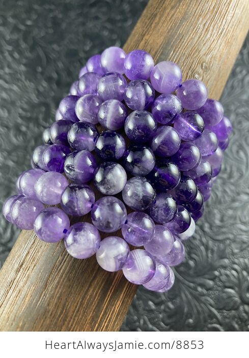 Purple Chevron Amethyst Stone 8mm Natural Gemstone Crystal Jewelry Bracelet - #omvTXRTw8YA-1
