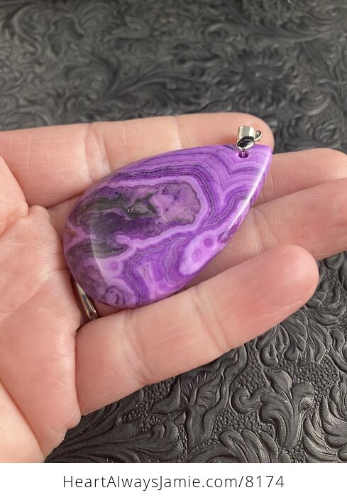 Purple Crazy Lace Mexican Agate Stone Jewelry Pendant - #QFU6aOdYLX0-3