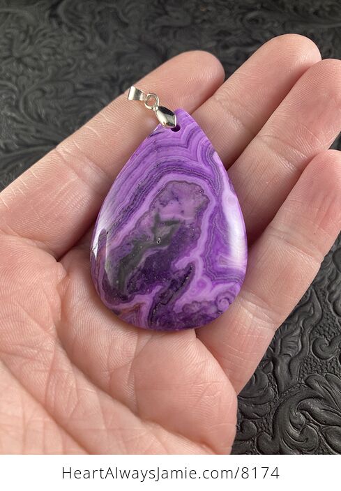 Purple Crazy Lace Mexican Agate Stone Jewelry Pendant - #QFU6aOdYLX0-1