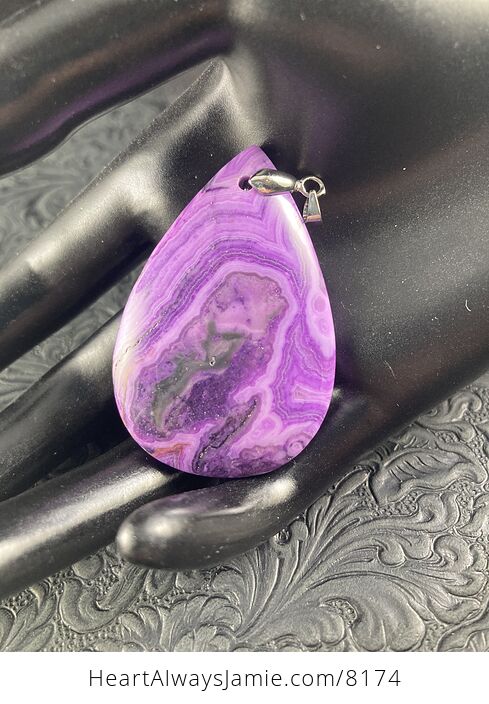 Purple Crazy Lace Mexican Agate Stone Jewelry Pendant - #QFU6aOdYLX0-2