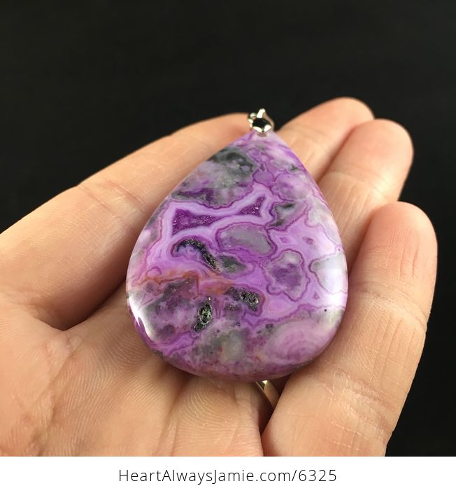 Purple Crazy Lace Mexican Agate Stone Jewelry Pendant - #ePq7mTtdxr8-2