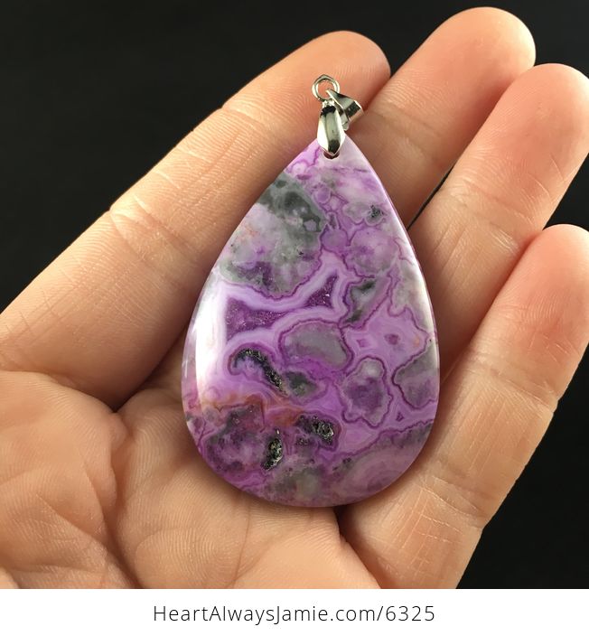 Purple Crazy Lace Mexican Agate Stone Jewelry Pendant - #ePq7mTtdxr8-1