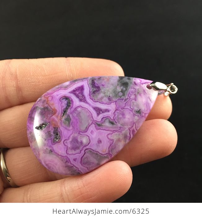 Purple Crazy Lace Mexican Agate Stone Jewelry Pendant - #ePq7mTtdxr8-3