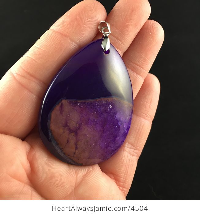 Purple Crystal Druzy Geode Agate Stone Jewelry Pendant - #9XWDNvTJdmc-3