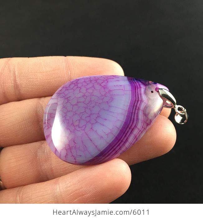 Purple Dragon Veins Agate Stone Jewelry Pendant - #3Al5Owx4RGs-3