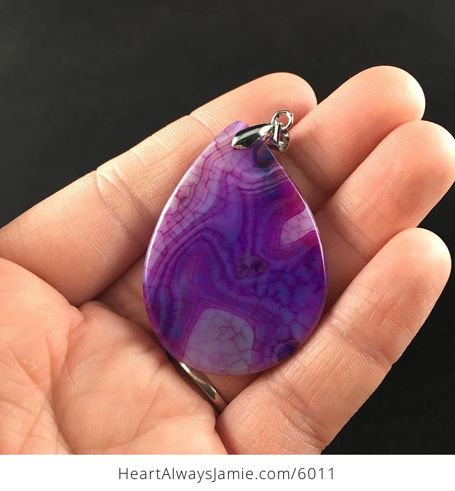 Purple Dragon Veins Agate Stone Jewelry Pendant - #3Al5Owx4RGs-6