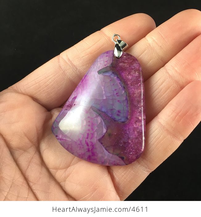 Purple Dragon Veins Druzy Agate Stone Jewelry Pendant - #DgarJPbaJzA-3