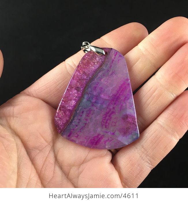 Purple Dragon Veins Druzy Agate Stone Jewelry Pendant - #DgarJPbaJzA-5