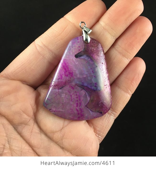 Purple Dragon Veins Druzy Agate Stone Jewelry Pendant - #DgarJPbaJzA-2