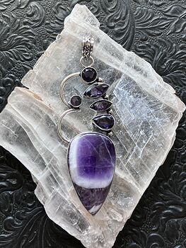 Purple Dream Chevron Amethyst Stone Crystal Pendant Jewelry #qu6eoZD1eZ0