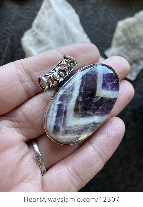 Purple Dream Chevron Amethyst Stone Crystal Pendant Jewelry - #yJMWGkiRYfU-3