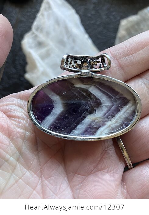 Purple Dream Chevron Amethyst Stone Crystal Pendant Jewelry - #yJMWGkiRYfU-4