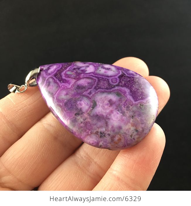 Purple Drusy Crazy Lace Mexican Agate Stone Jewelry Pendant - #rTmeVMIzT1Q-4