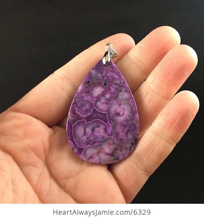 Purple Drusy Crazy Lace Mexican Agate Stone Jewelry Pendant - #rTmeVMIzT1Q-6
