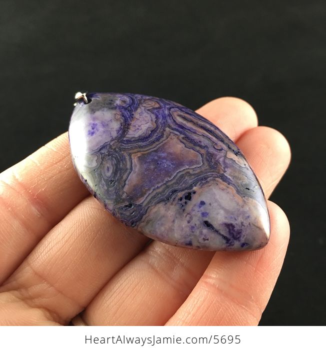Purple Drusy Crazy Lace Mexican Agate Stone Jewelry Pendant - #yxmcRIVaxys-4