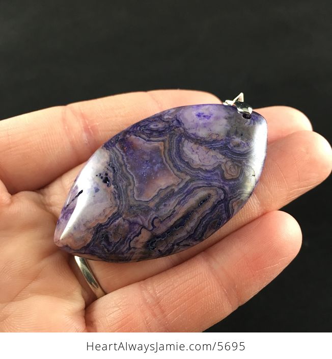 Purple Drusy Crazy Lace Mexican Agate Stone Jewelry Pendant - #yxmcRIVaxys-3