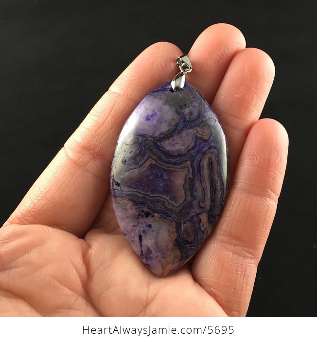 Purple Drusy Crazy Lace Mexican Agate Stone Jewelry Pendant - #yxmcRIVaxys-1