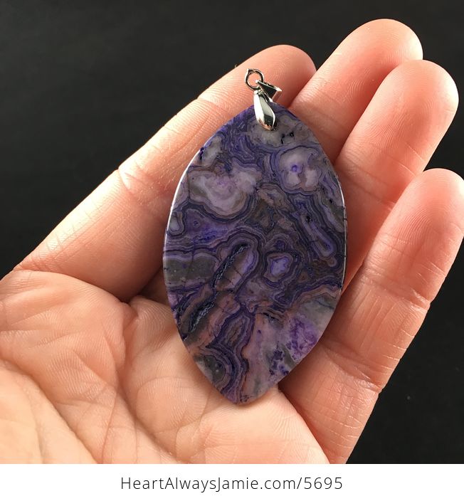 Purple Drusy Crazy Lace Mexican Agate Stone Jewelry Pendant - #yxmcRIVaxys-6