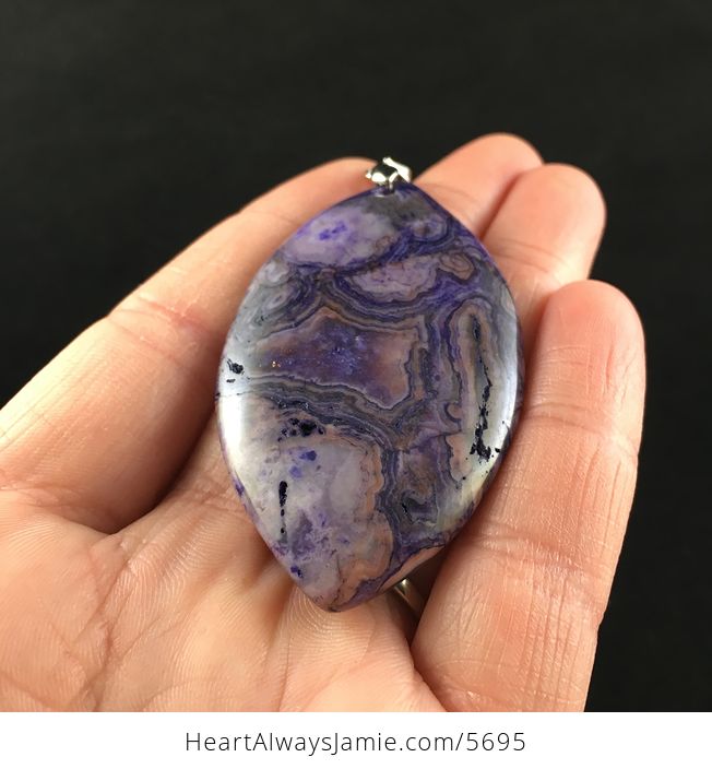 Purple Drusy Crazy Lace Mexican Agate Stone Jewelry Pendant - #yxmcRIVaxys-2