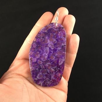 Purple Druzy Agate Stone Jewelry Pendant #UiuFxPNIadU