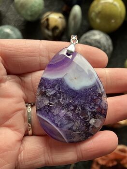 Purple Druzy Agate Stone Jewelry Pendant #hn2gqVJt8PI