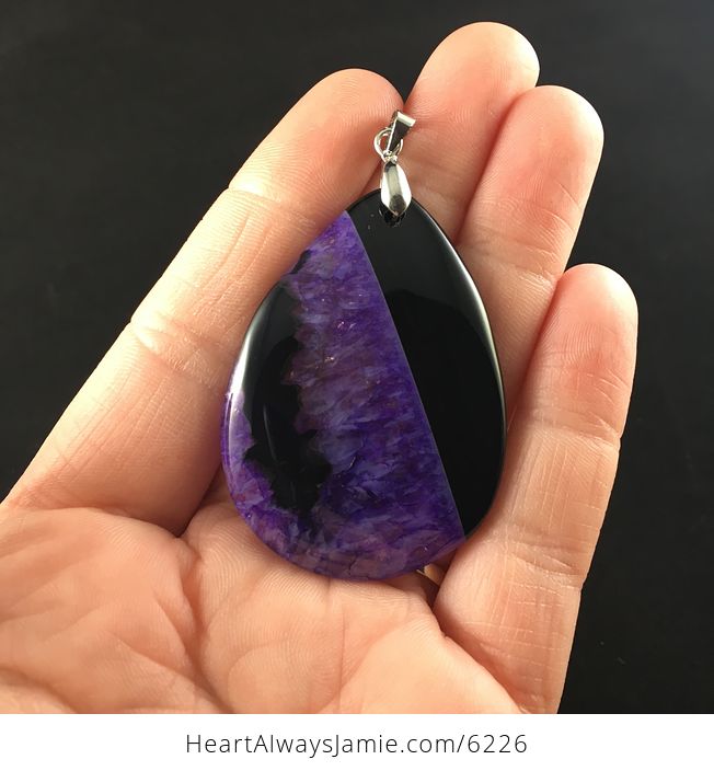 Purple Druzy Agate Stone Jewelry Pendant - #DAR4tbH4l7Y-1