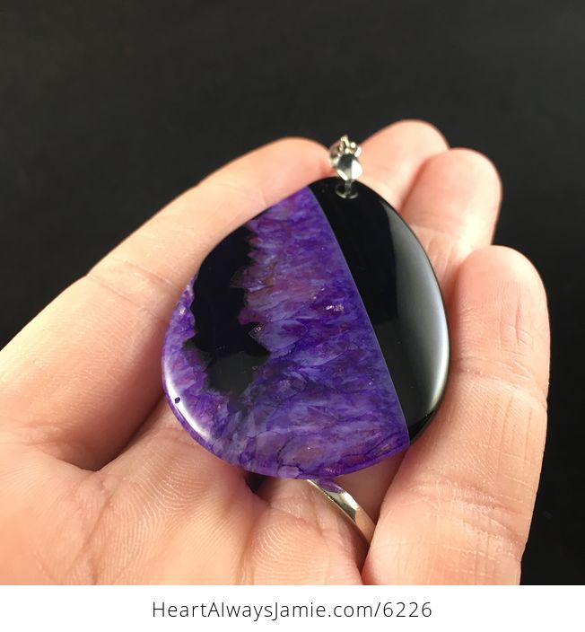 Purple Druzy Agate Stone Jewelry Pendant - #DAR4tbH4l7Y-2
