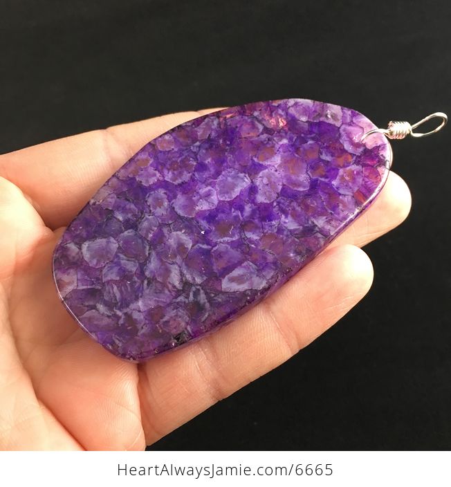 Purple Druzy Agate Stone Jewelry Pendant - #UiuFxPNIadU-3