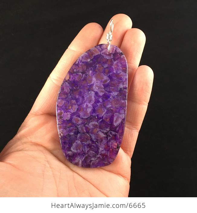 Purple Druzy Agate Stone Jewelry Pendant - #UiuFxPNIadU-1