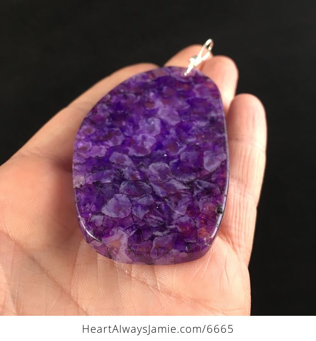 Purple Druzy Agate Stone Jewelry Pendant - #UiuFxPNIadU-2