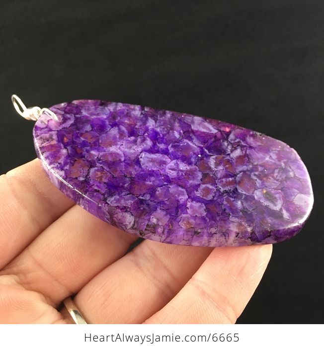 Purple Druzy Agate Stone Jewelry Pendant - #UiuFxPNIadU-4