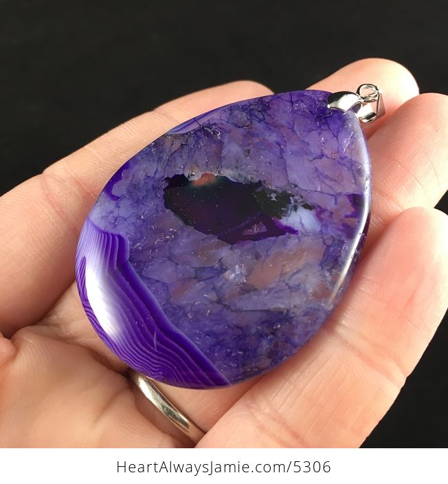 Purple Druzy Agate Stone Jewelry Pendant - #bJVHTypedTs-3