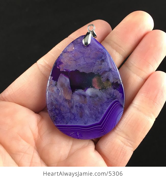Purple Druzy Agate Stone Jewelry Pendant - #bJVHTypedTs-6