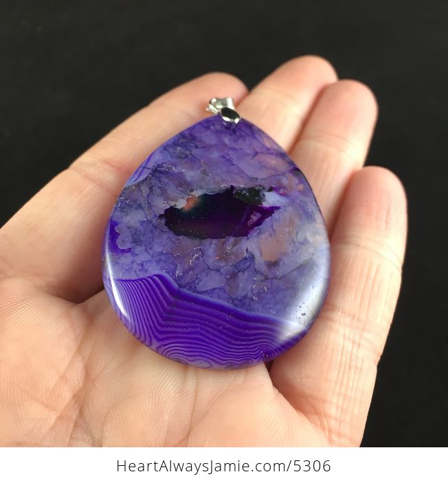 Purple Druzy Agate Stone Jewelry Pendant - #bJVHTypedTs-2
