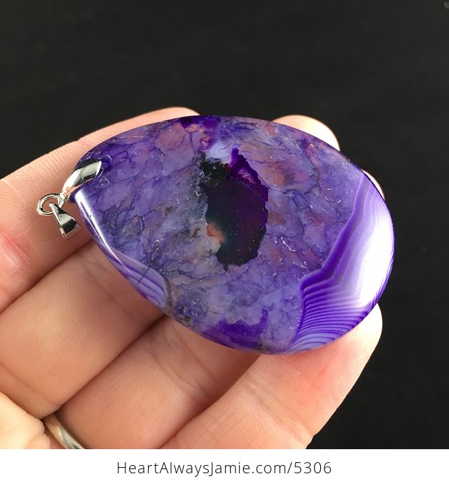 Purple Druzy Agate Stone Jewelry Pendant - #bJVHTypedTs-4