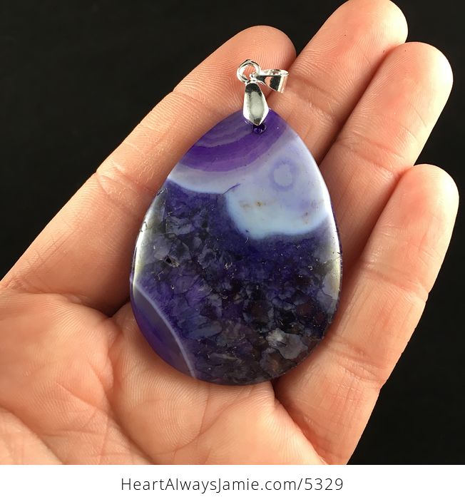 Purple Druzy Agate Stone Jewelry Pendant - #eOAJk9Qbf1A-2