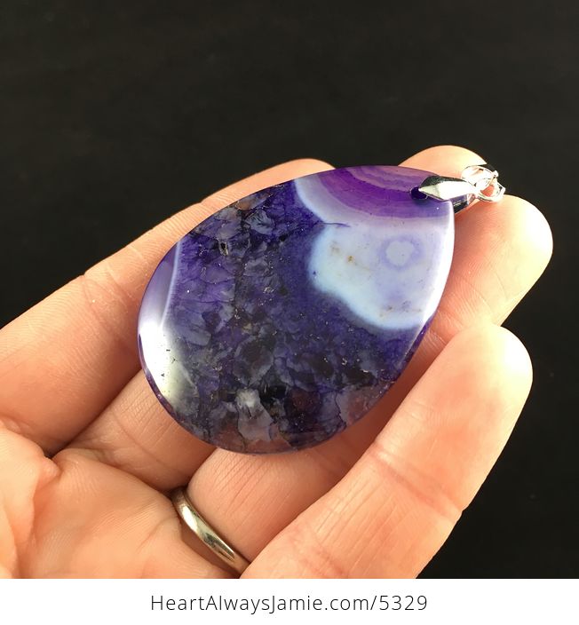 Purple Druzy Agate Stone Jewelry Pendant - #eOAJk9Qbf1A-5