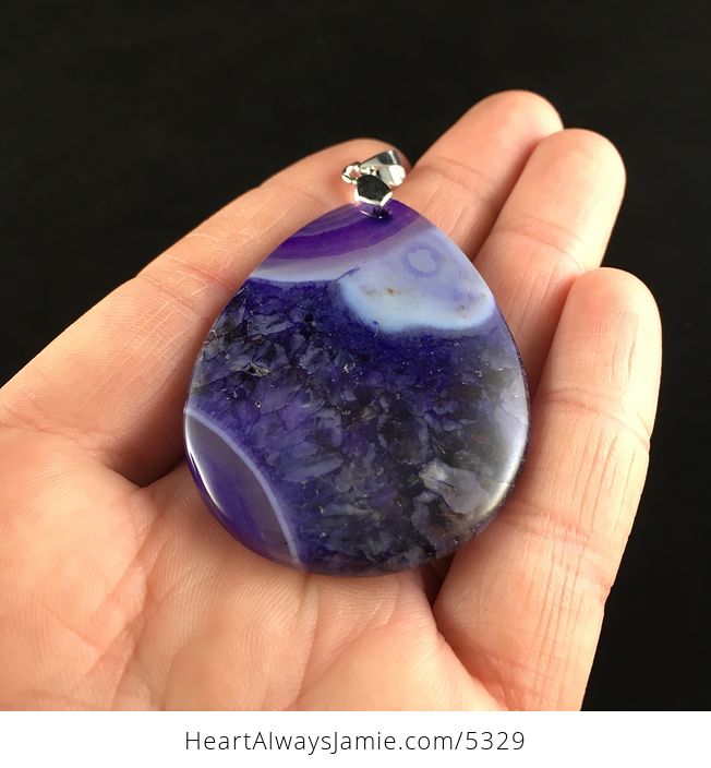 Purple Druzy Agate Stone Jewelry Pendant - #eOAJk9Qbf1A-4
