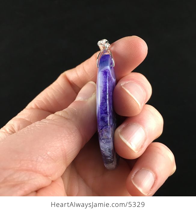 Purple Druzy Agate Stone Jewelry Pendant - #eOAJk9Qbf1A-7