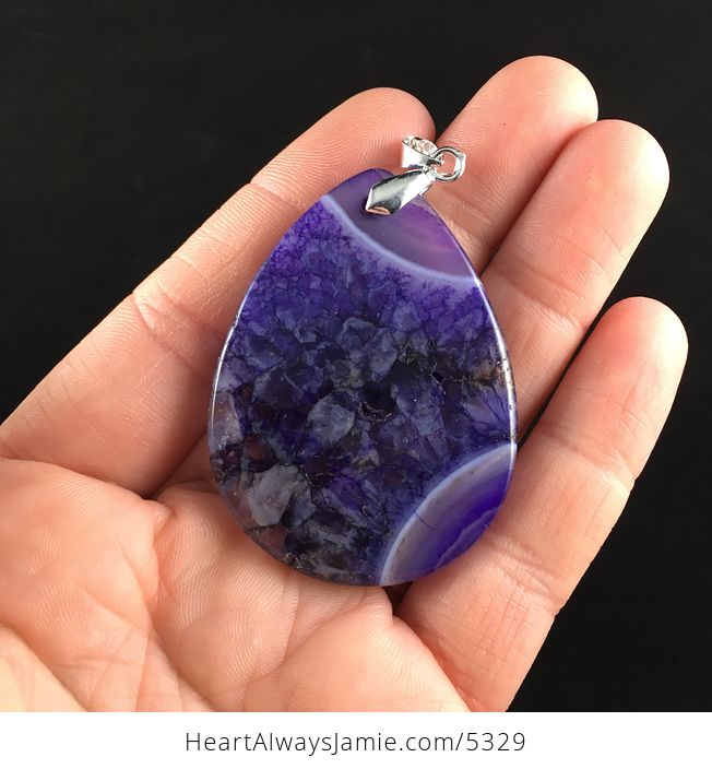 Purple Druzy Agate Stone Jewelry Pendant - #eOAJk9Qbf1A-1