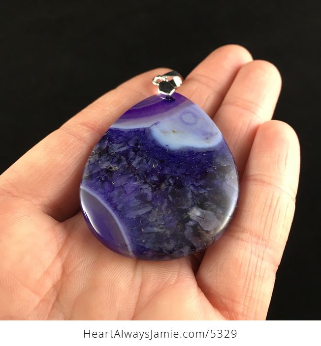Purple Druzy Agate Stone Jewelry Pendant - #eOAJk9Qbf1A-3