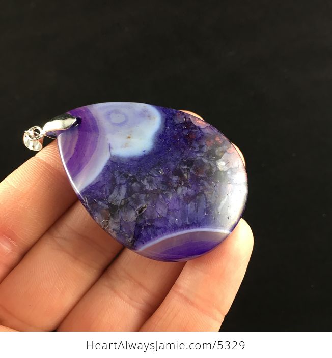 Purple Druzy Agate Stone Jewelry Pendant - #eOAJk9Qbf1A-6