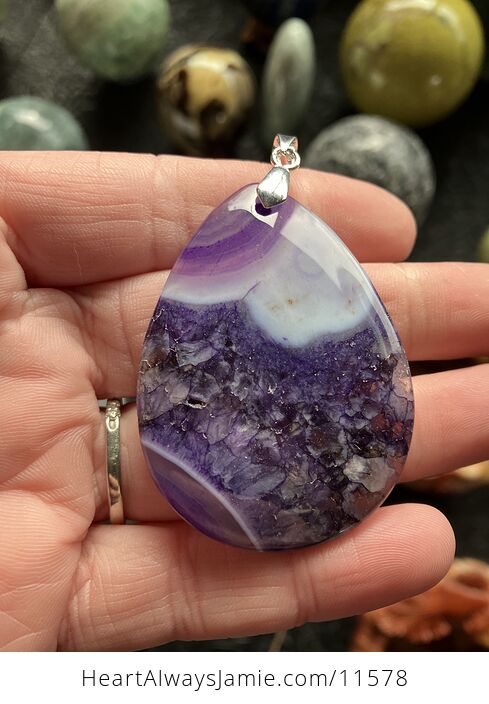 Purple Druzy Agate Stone Jewelry Pendant - #hn2gqVJt8PI-1