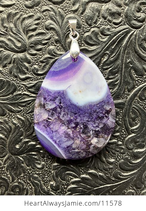 Purple Druzy Agate Stone Jewelry Pendant - #hn2gqVJt8PI-3