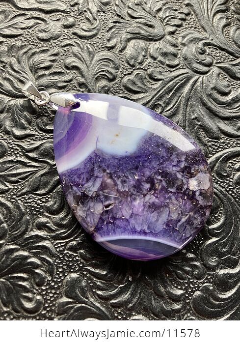 Purple Druzy Agate Stone Jewelry Pendant - #hn2gqVJt8PI-4