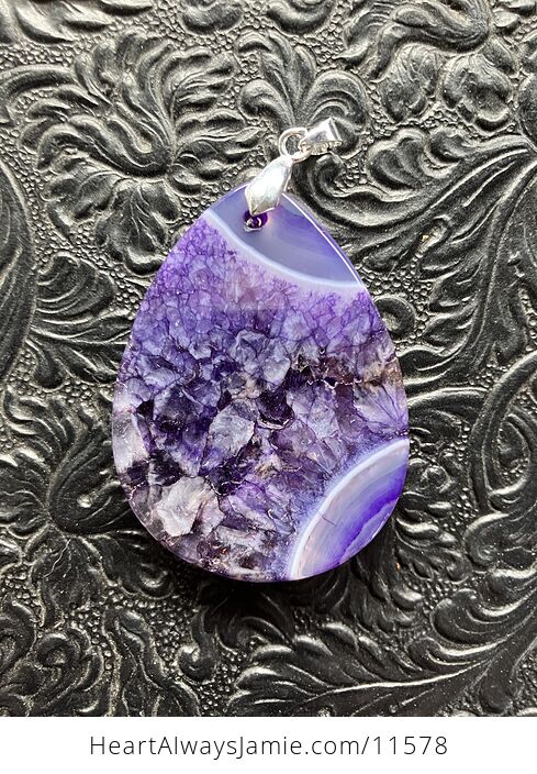 Purple Druzy Agate Stone Jewelry Pendant - #hn2gqVJt8PI-6