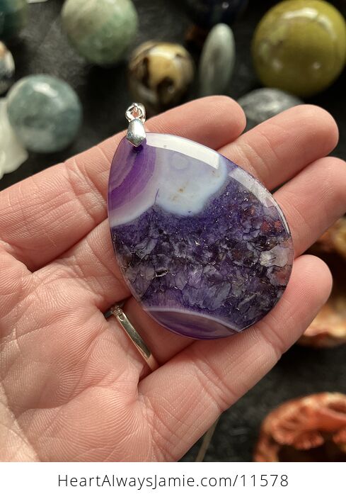 Purple Druzy Agate Stone Jewelry Pendant - #hn2gqVJt8PI-2