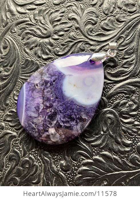 Purple Druzy Agate Stone Jewelry Pendant - #hn2gqVJt8PI-5
