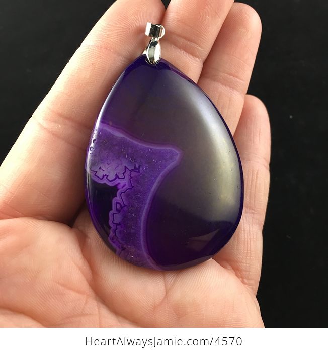 Purple Druzy Agate Stone Jewelry Pendant - #saSZMxqm5tg-2