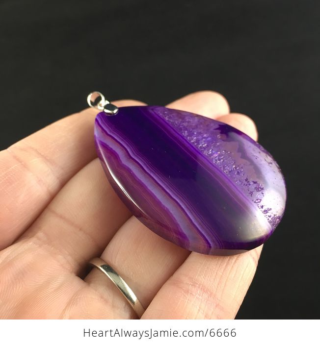 Purple Druzy Agate Stone Jewelry Pendant - #ugY5OaZlHWk-4